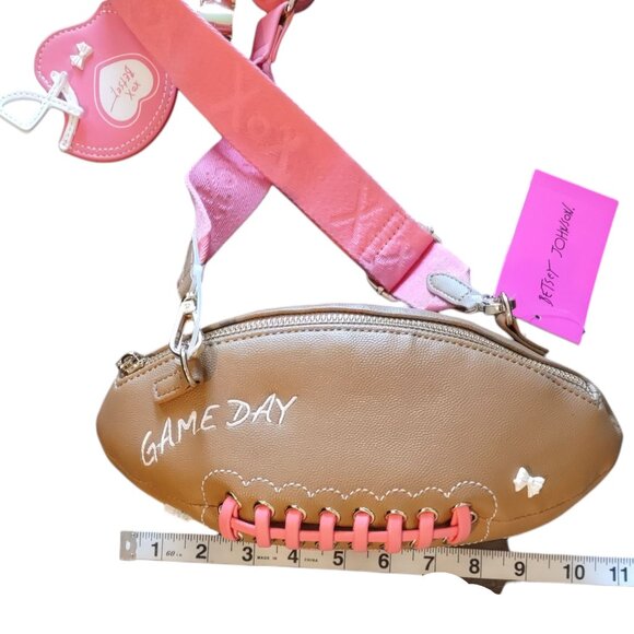 Betsey Johnson Game Day Crossbody Football Purse Helmet Charm NWT - Picture 11 of 13
